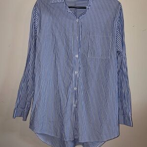 Etro Blue and White Striped Button-Down Shirt